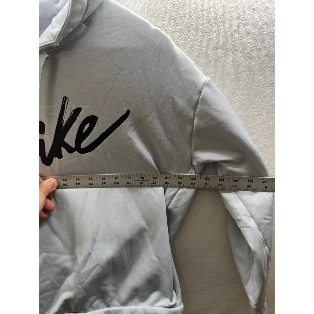 Nike Hoodie Women Medium Grey Therma-FIT Script Logo Pullover 3506